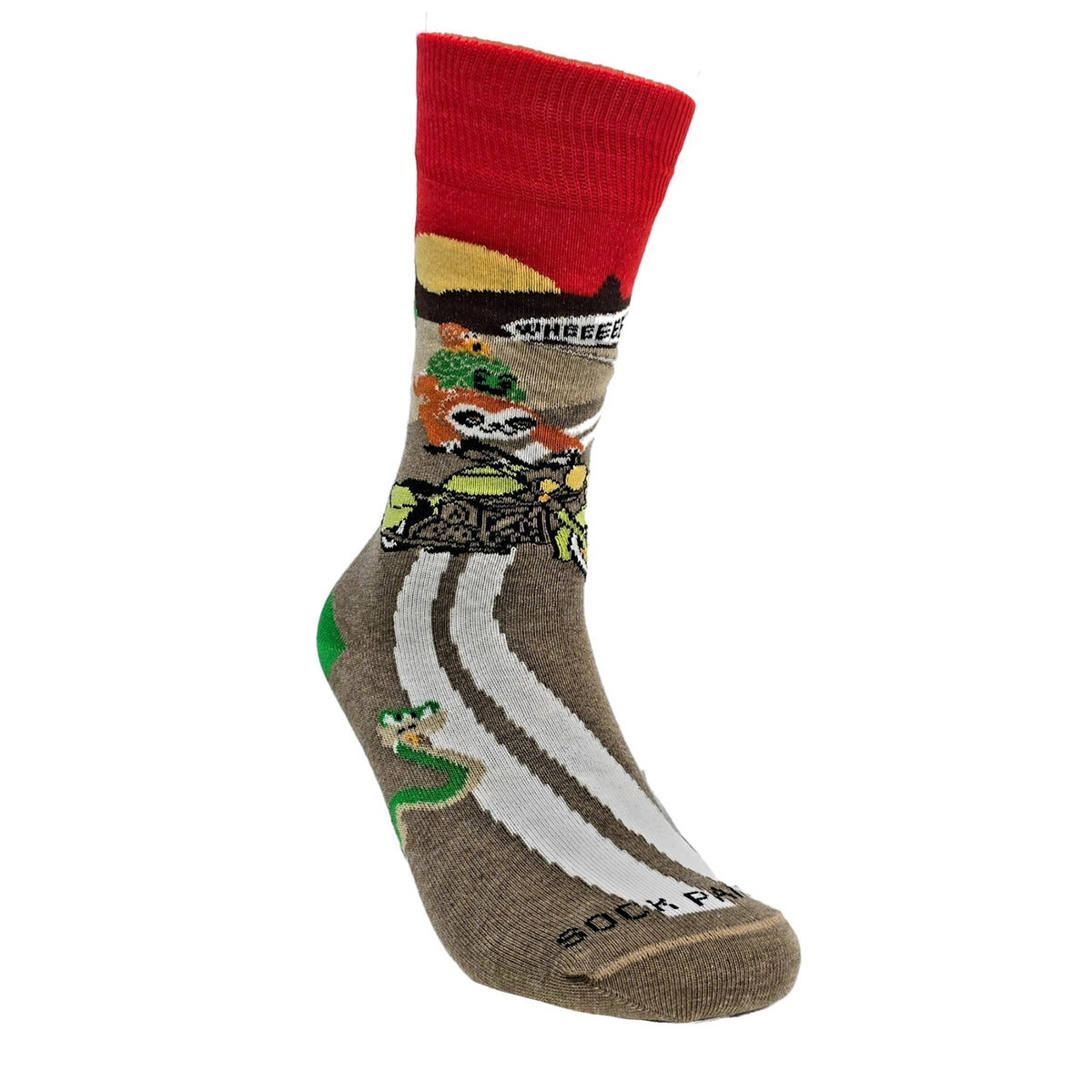Slow Animals on a Motorcycle Socks from the Sock Panda (Adult Small - Shoe Sizes 2-5), SlowAnimalSm