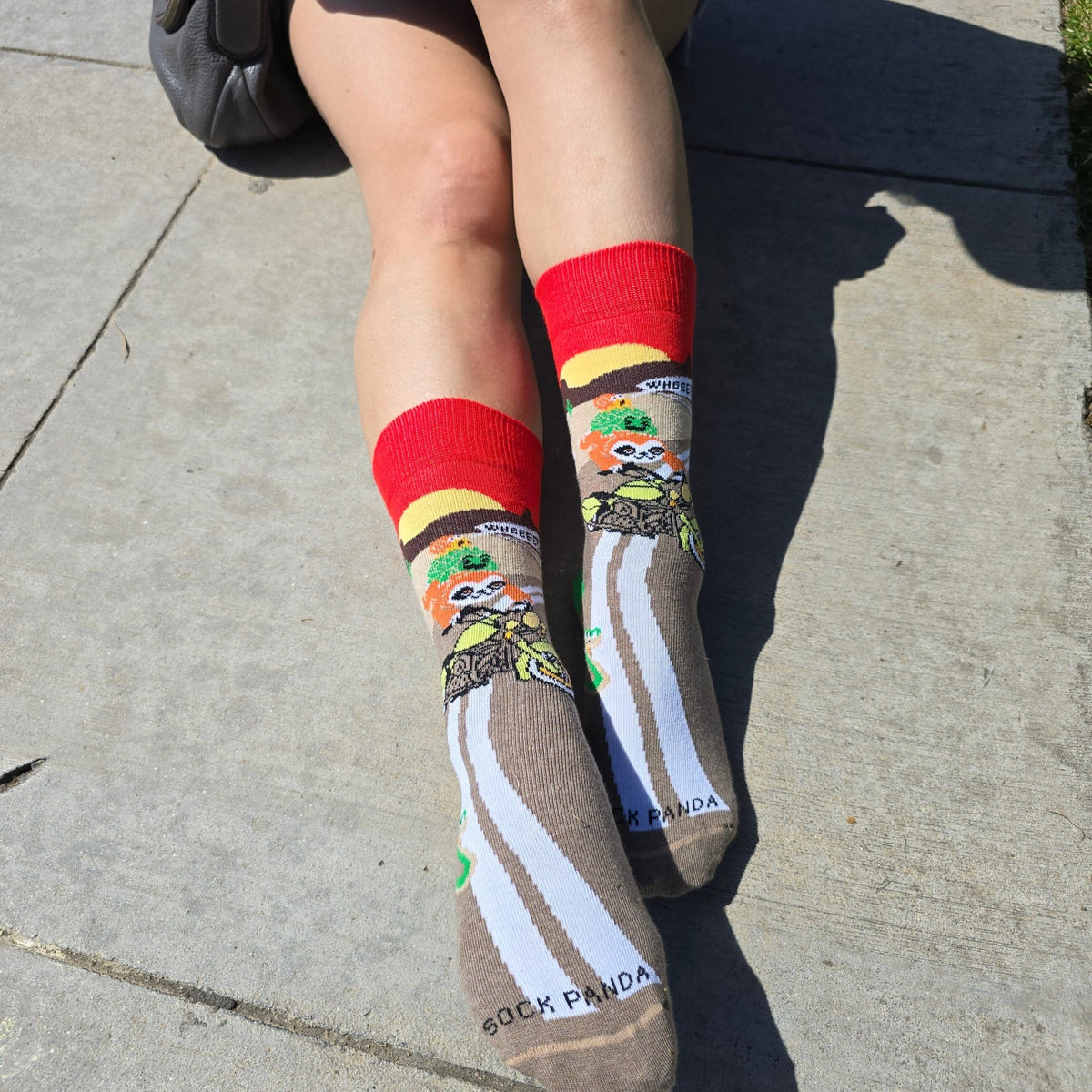 Slow Animals on a Motorcycle Socks from the Sock Panda (Adult Small - Shoe Sizes 2-5), SlowAnimalSm