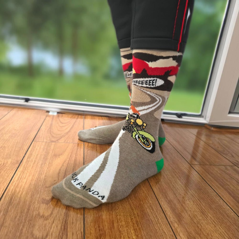 Slow Animals on a Motorcycle Socks from the Sock Panda (Adult Small - Shoe Sizes 2 - 5)