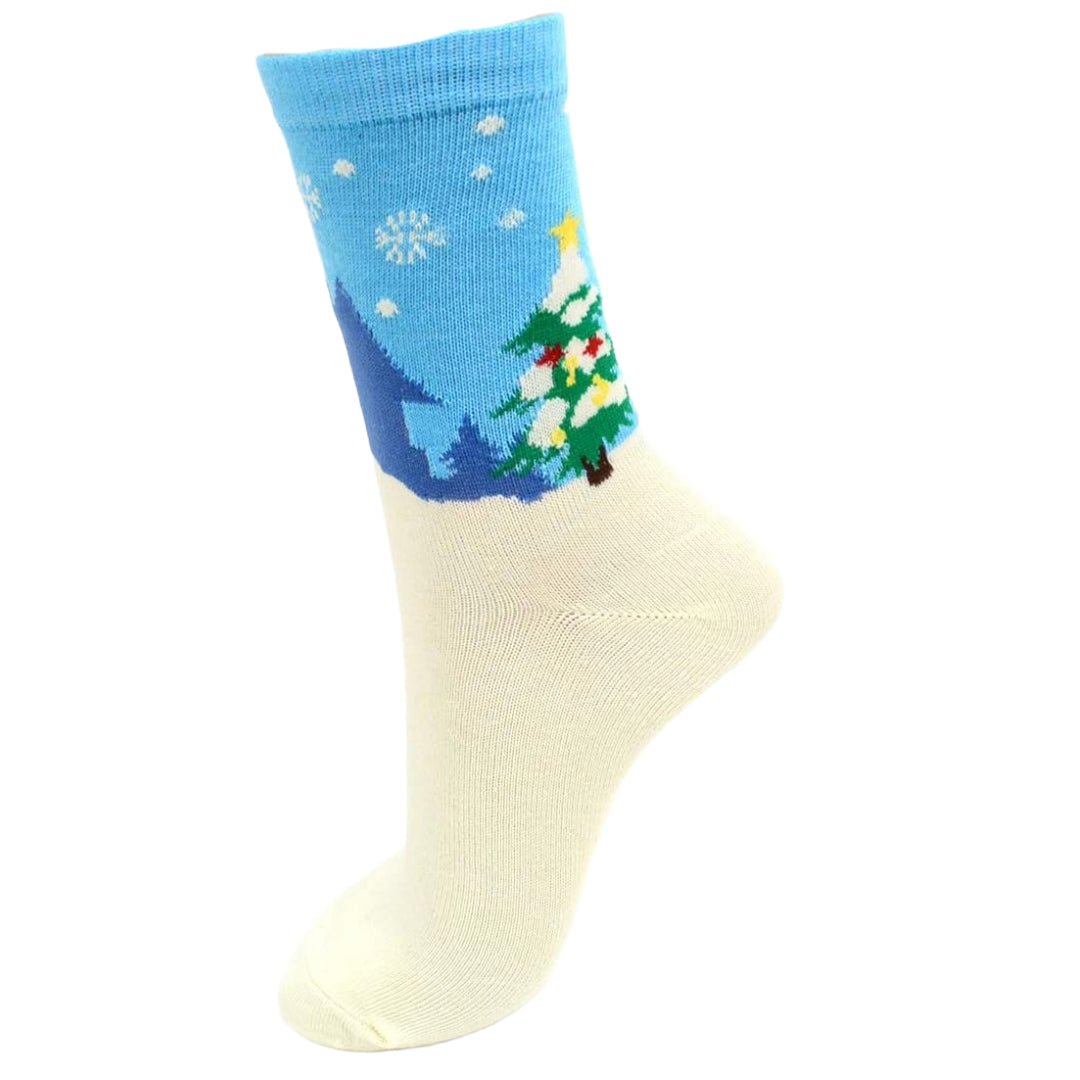 Snowman and Christmas Tree Holiday Socks (Adult Medium - Women's Shoe Sizes 5-10), Snowman and Tree