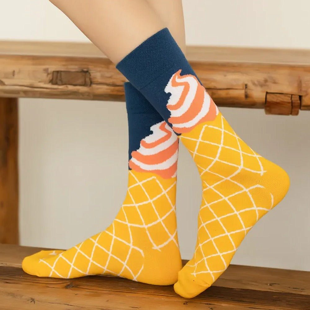 Soft Serve Ice Cream Cone Socks from the Sock Panda (Adult Medium) SoftServeMd