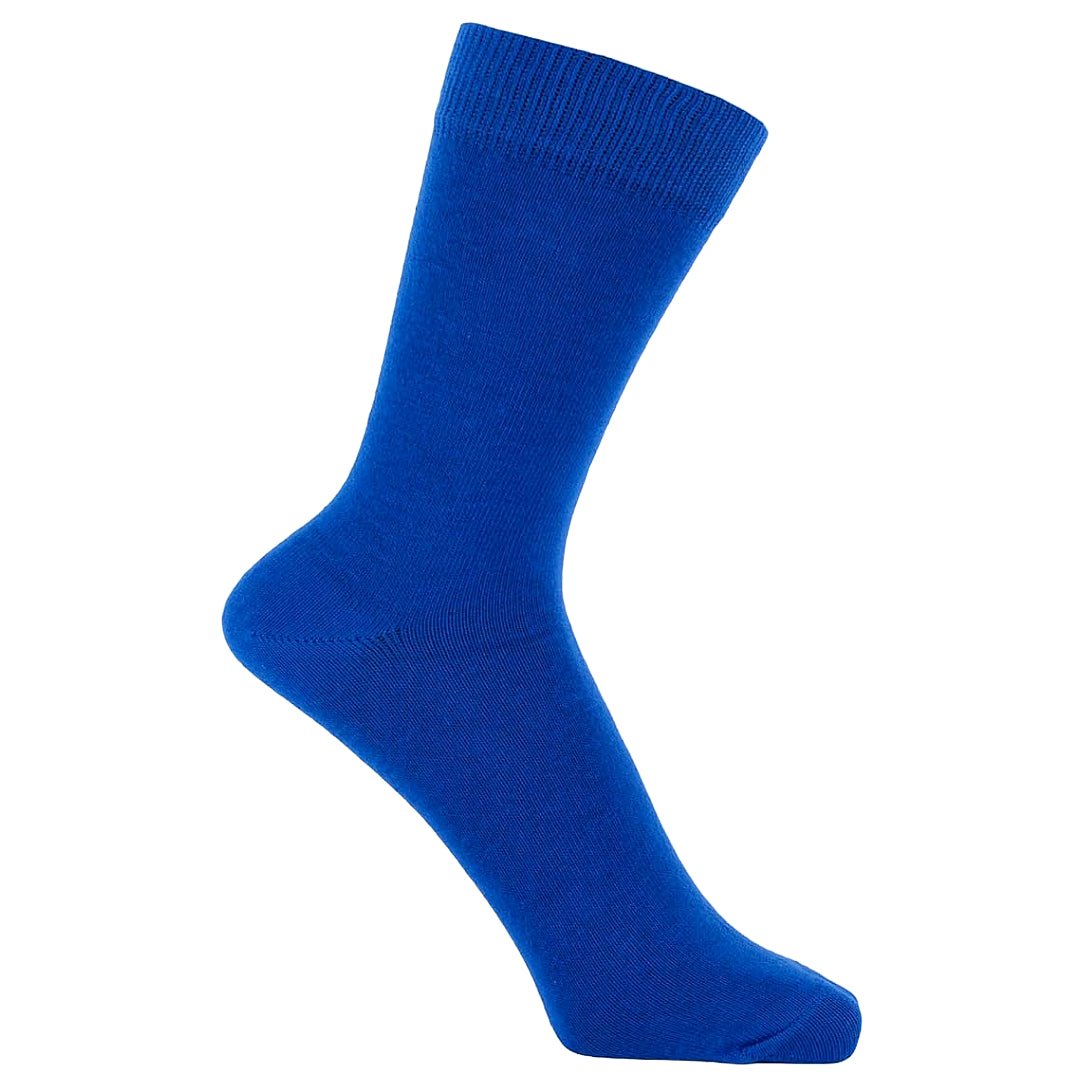 Solid Color Crew Cotton Dress Socks - Royal Blue