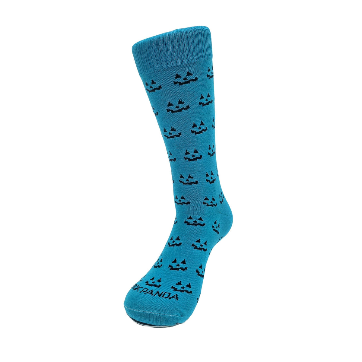 Sophisticated Blue Pumpkin Face Patterned Socks (Adult Large - Men's Shoe Sizes 8-12), BluePumpkinLg