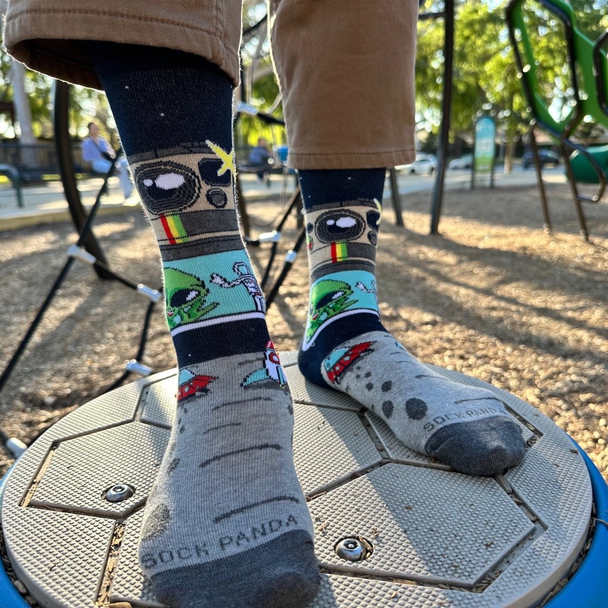 Space Alien Astronaut Selfie Socks from the Sock Panda (Adult Small), AlienSelfieSm
