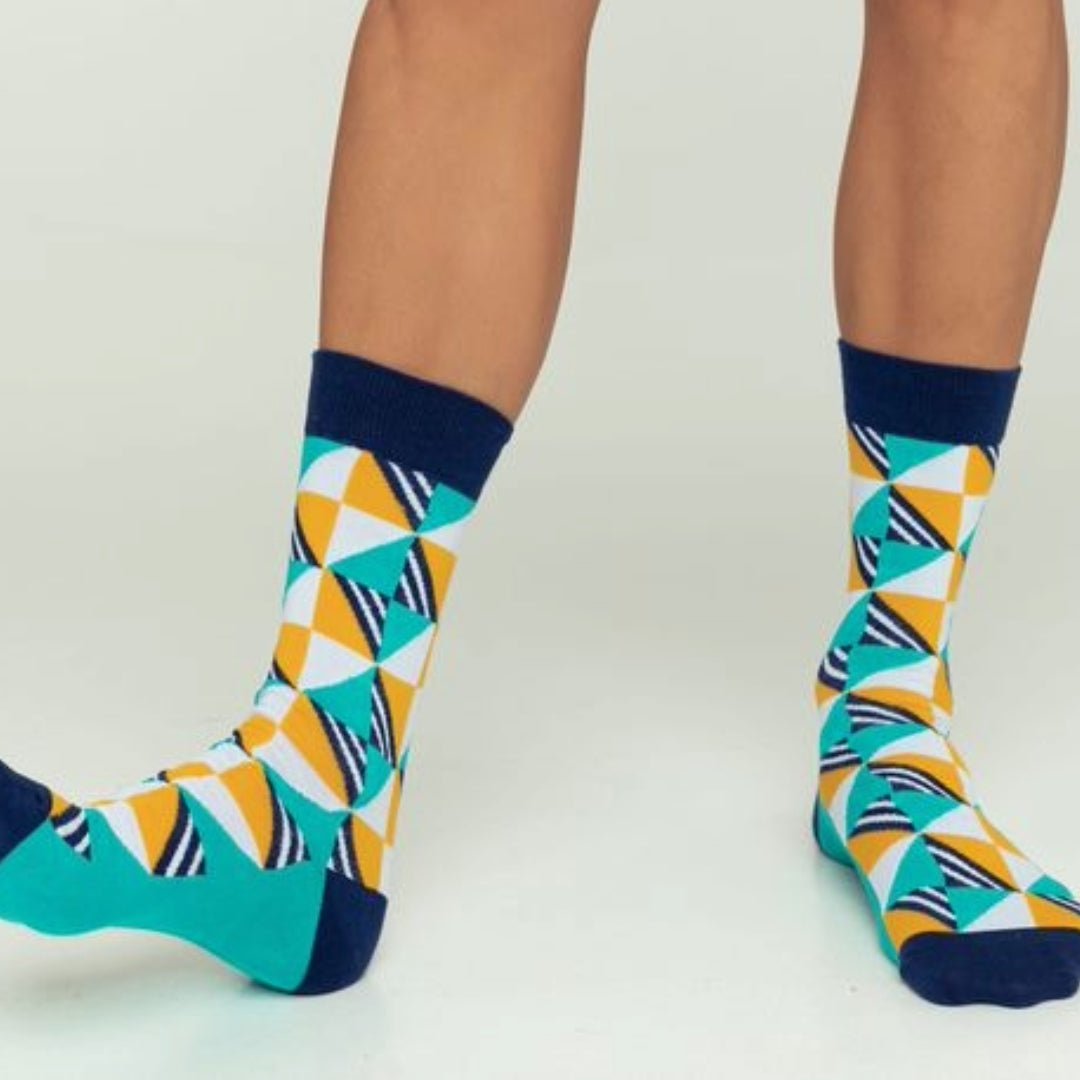 Square Triangle Geometric Socks from the Sock Panda (Adult Large - Men's Shoe Sizes 8-12), SquareTriangleLg