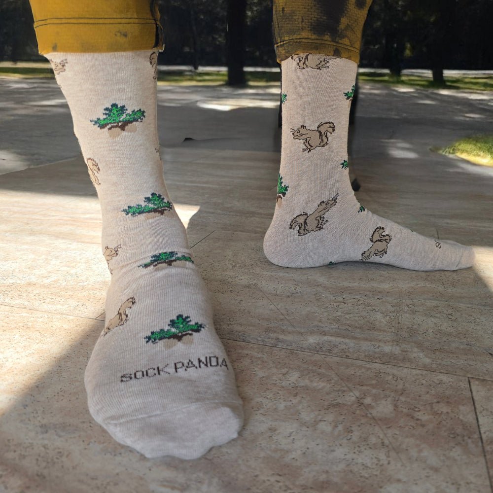 Squirrel with Nut Socks from the Sock Panda (Adult Medium), SquirrelNutMd
