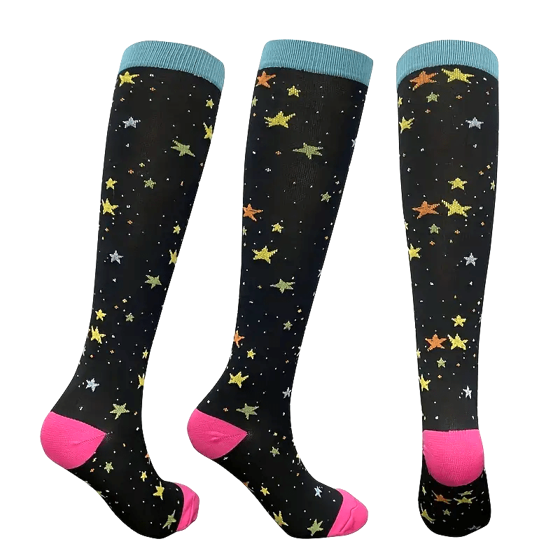 Star Pattern Knee High (Compression Socks), StarCompMd