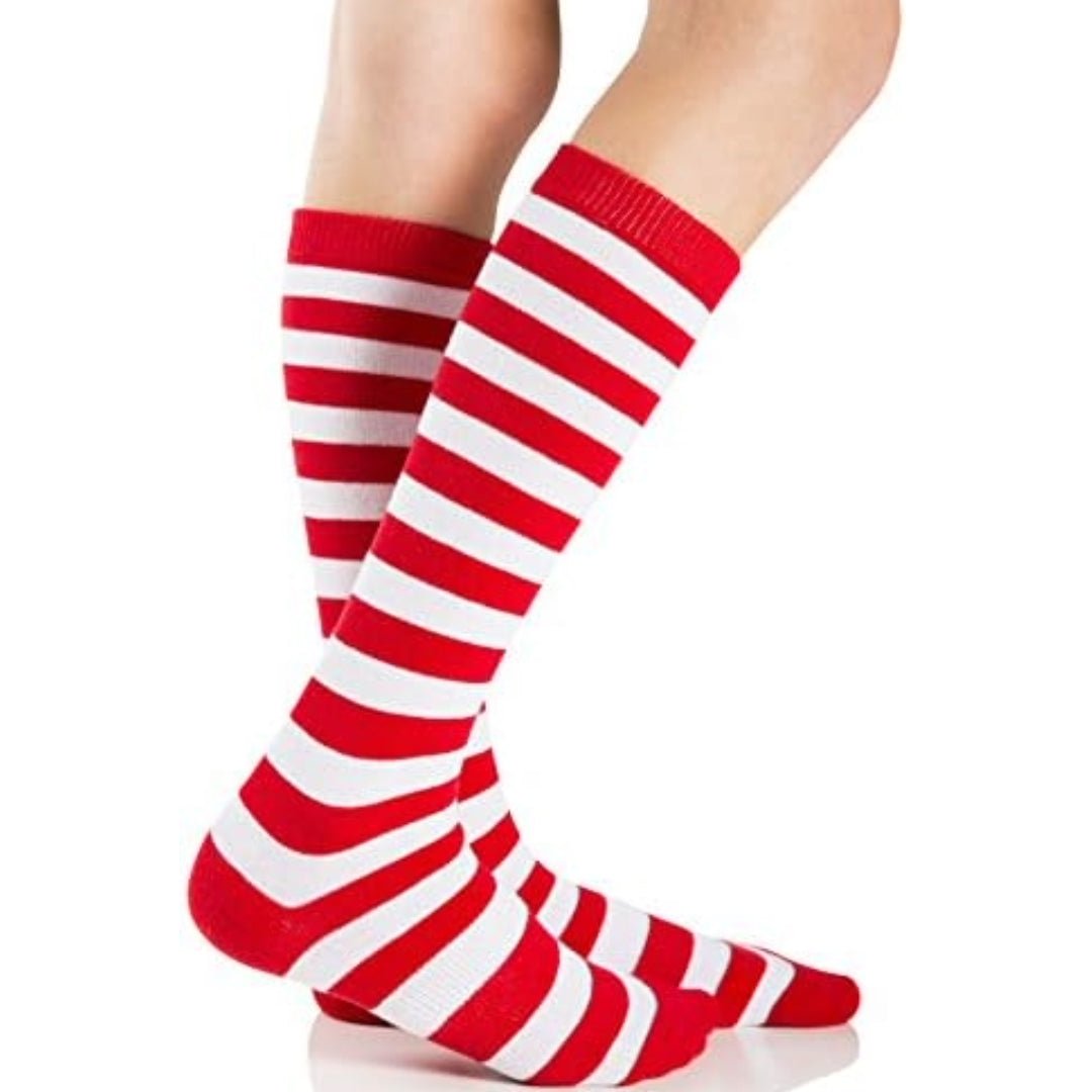 Striped Patterned Socks (Knee High) - Christmas Set (2-Pack), ChristmasKneeSetMd