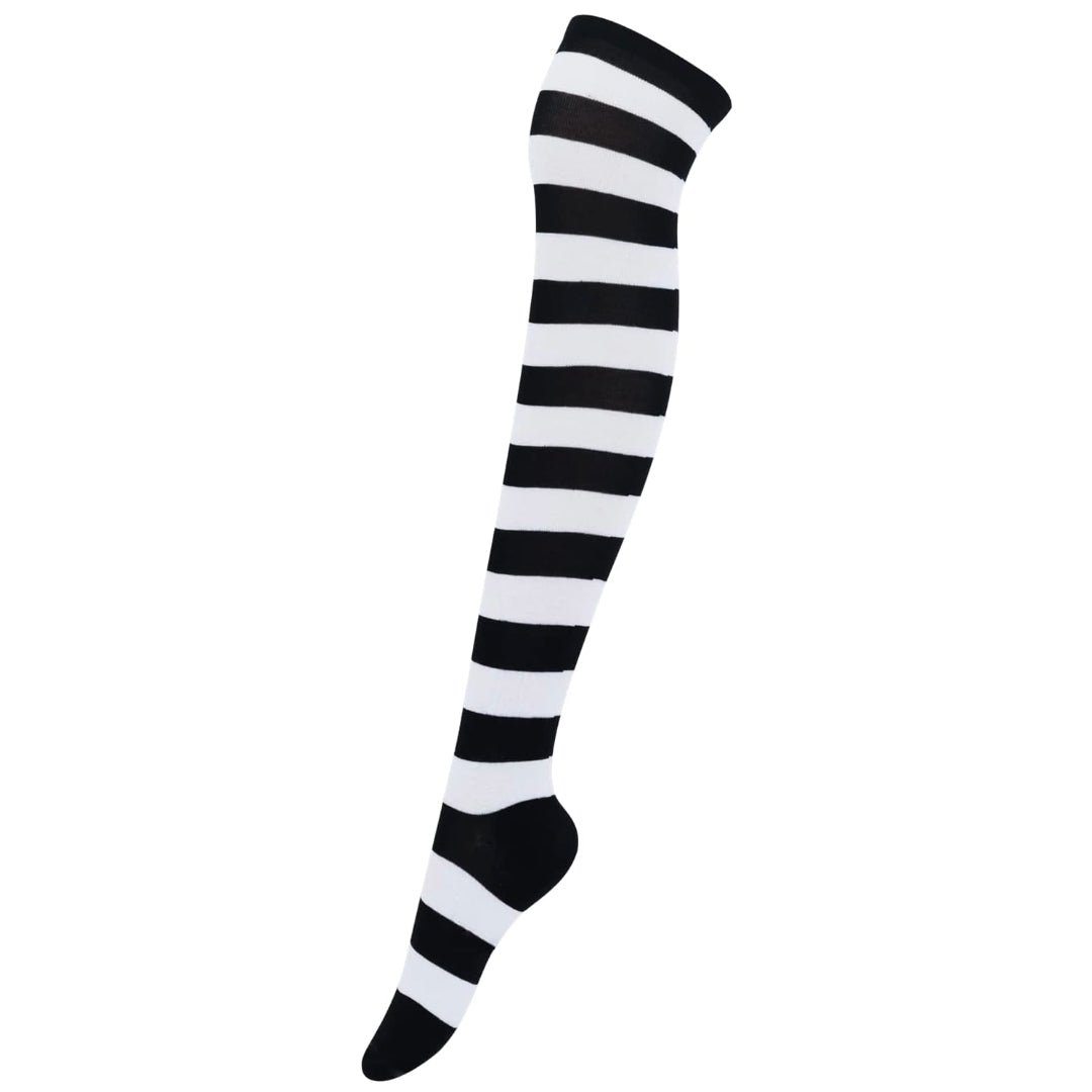Striped Patterned Socks (Thigh High), BLuWThighMd