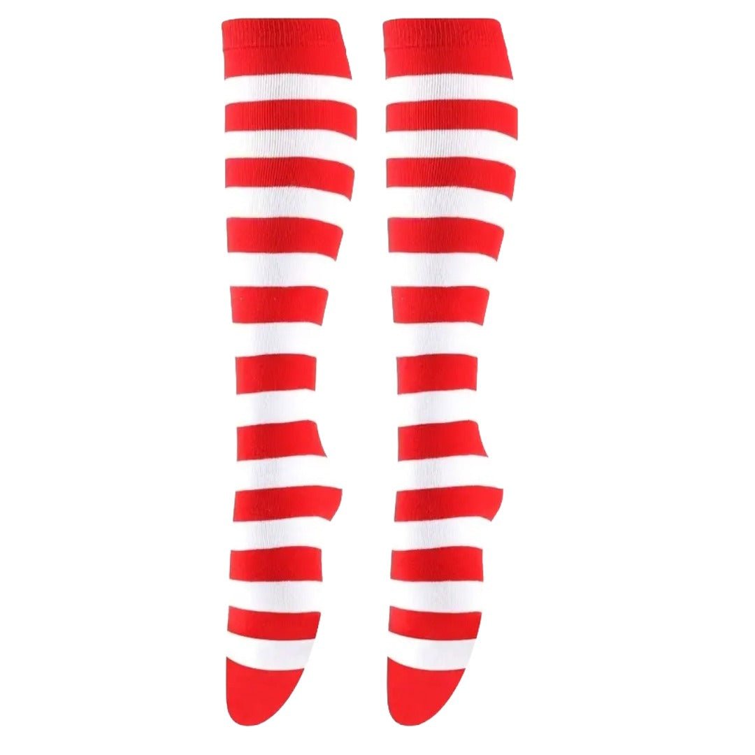 Striped Patterned Tube Socks (Knee High), TubeGreenRed