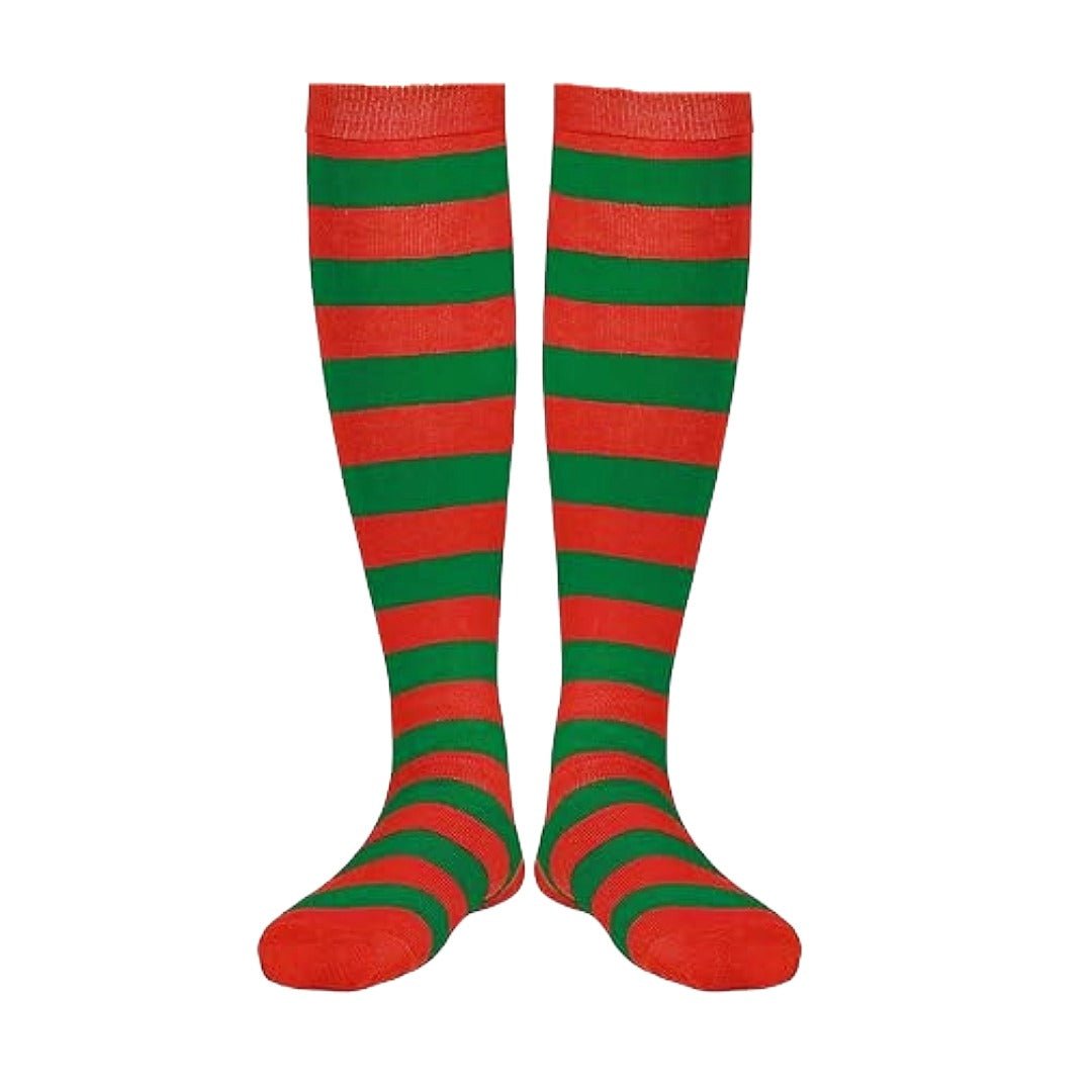 Striped Patterned Tube Socks (Knee High), TubeGreenRed