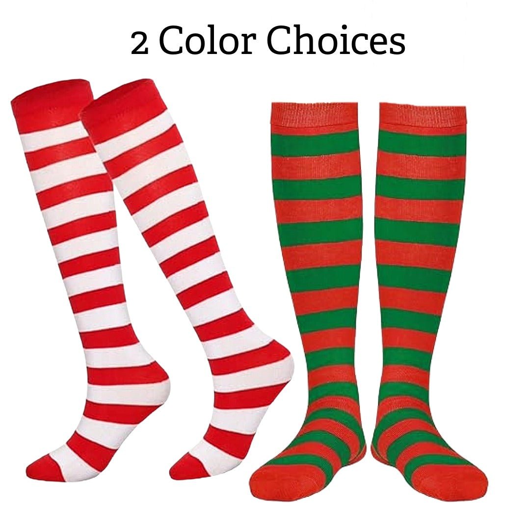 Striped Patterned Tube Socks (Knee High), TubeRedWhite