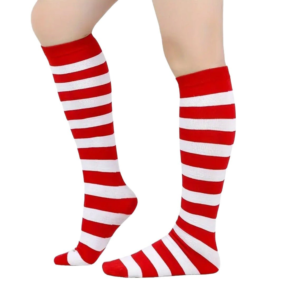 Striped Patterned Tube Socks (Knee High), TubeGreenRed