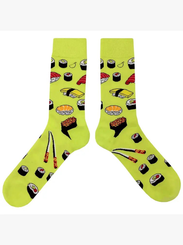 Sushi Socks Crew from the Sock Panda (Adult Large - Men's Shoe Sizes 8-12), Lime Sushi Large