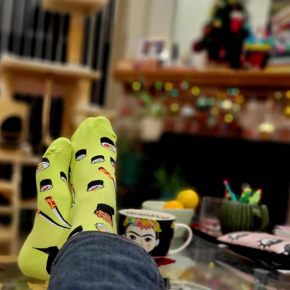 Sushi Socks Crew from the Sock Panda (Adult Large - Men's Shoe Sizes 8-12), Lime Sushi Large