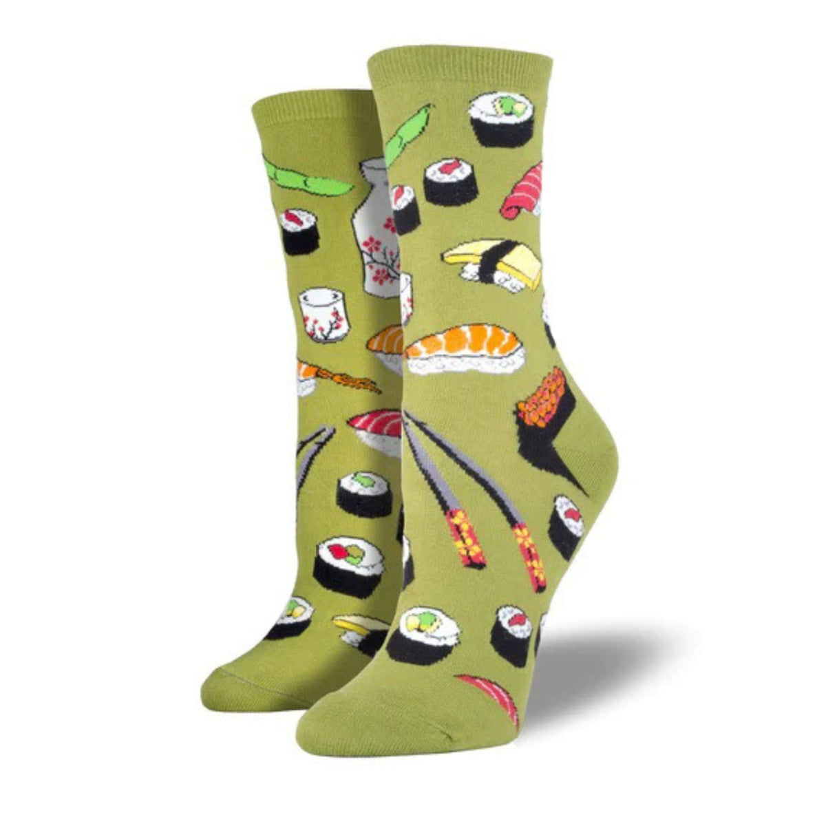 Sushi Socks Crew from the Sock Panda (Two Sizes), SushiManLgGreenNew
