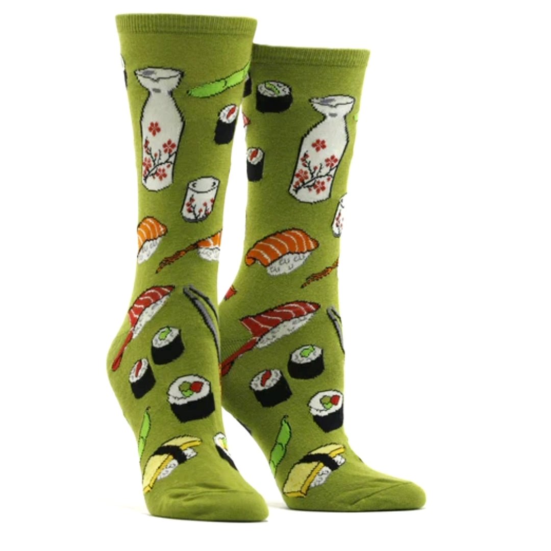 Sushi Socks Crew from the Sock Panda (Two Sizes), SushiManLgGreenNew