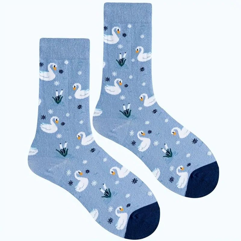 Swan Patterned Socks from the Sock Panda (Adult Medium - Women's Shoe Sizes 5-10), SwanPattMd