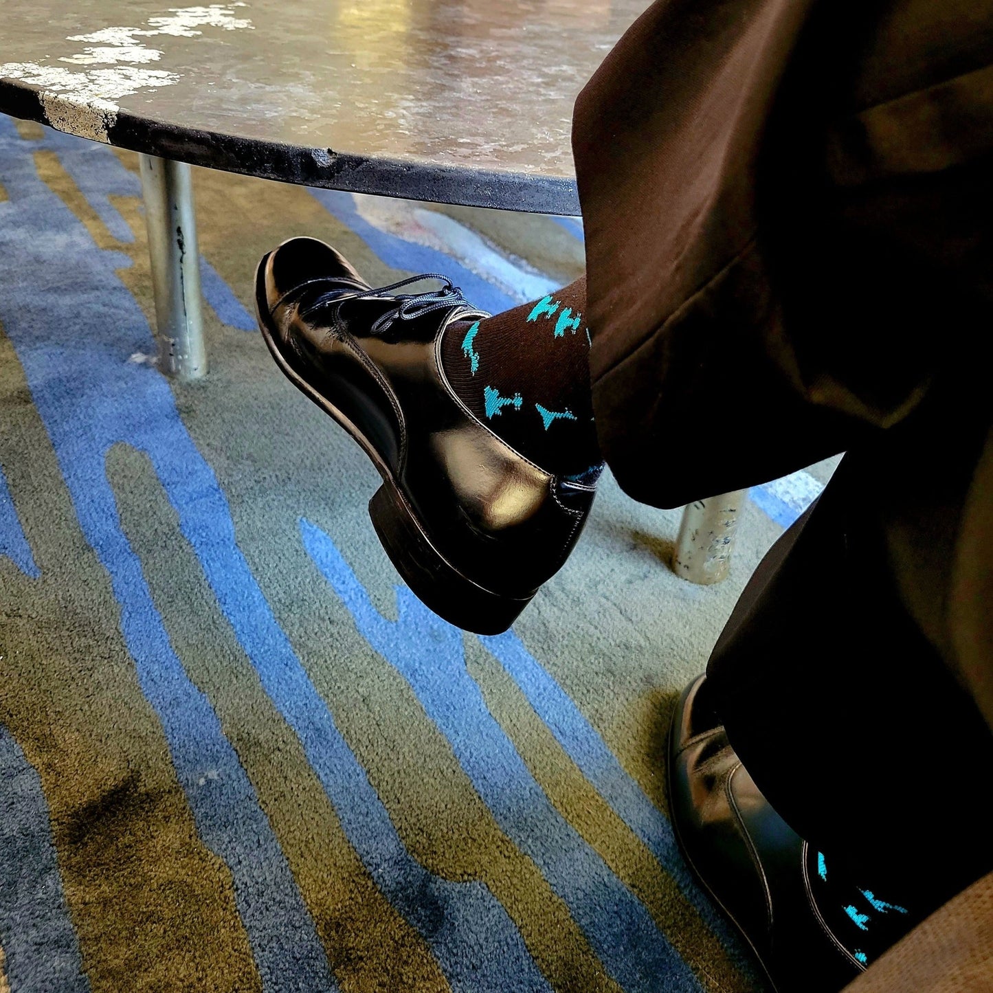 Teal and Black Guitar Patterned Socks from the Sock Panda