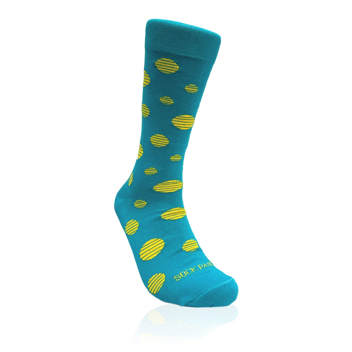 Teal with Yellow Dots Sock from the Sock Panda (Adult Large - Men's Shoe Sizes 8-12), YellowTealLg
