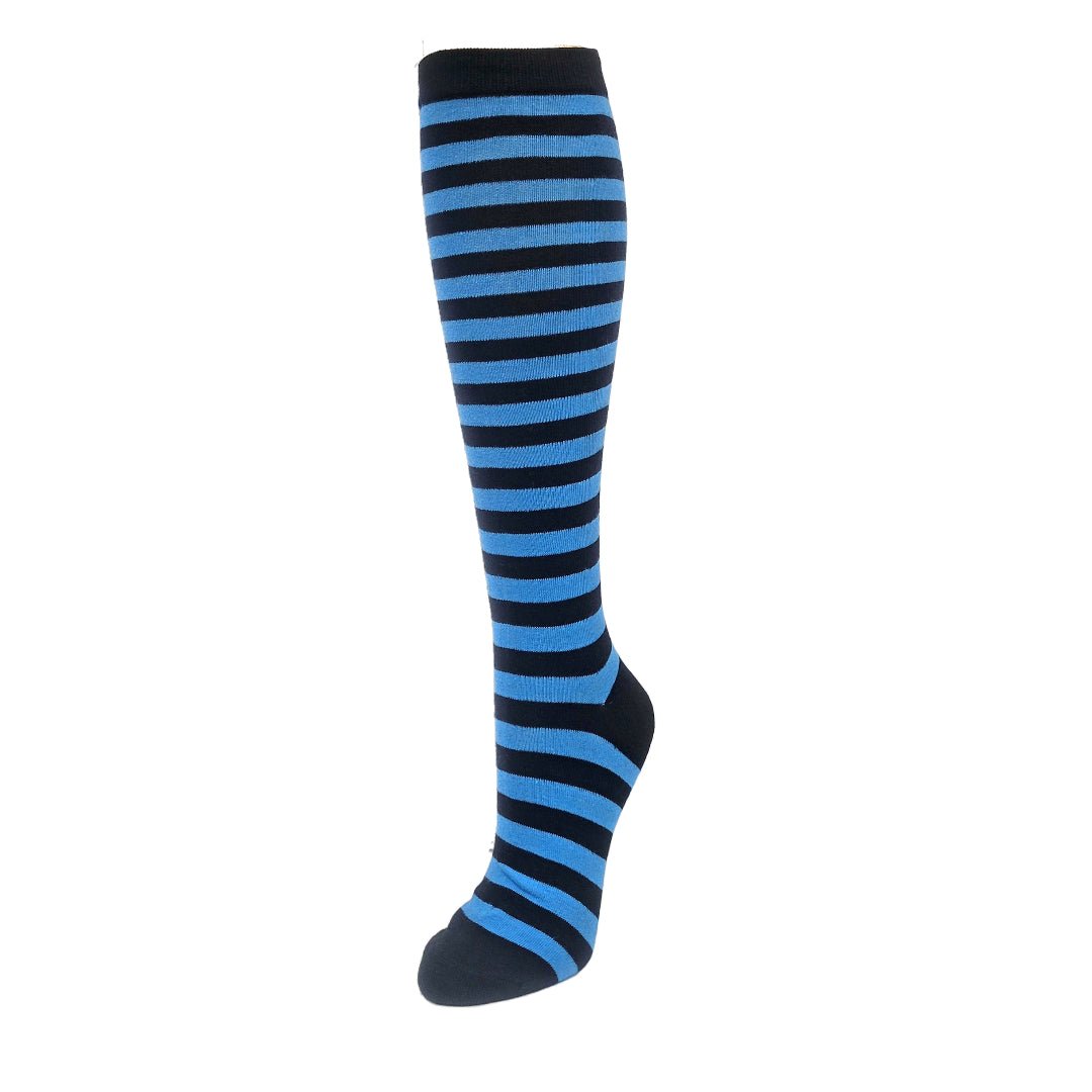 Thin Striped Patterned Socks (Knee High), ThinStripKneeLiBl