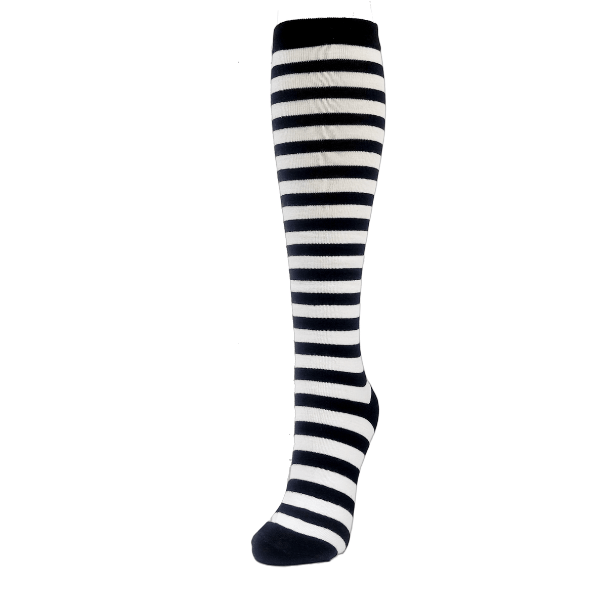 Thin Striped Patterned Socks (Knee High), ThinStripKneeBW