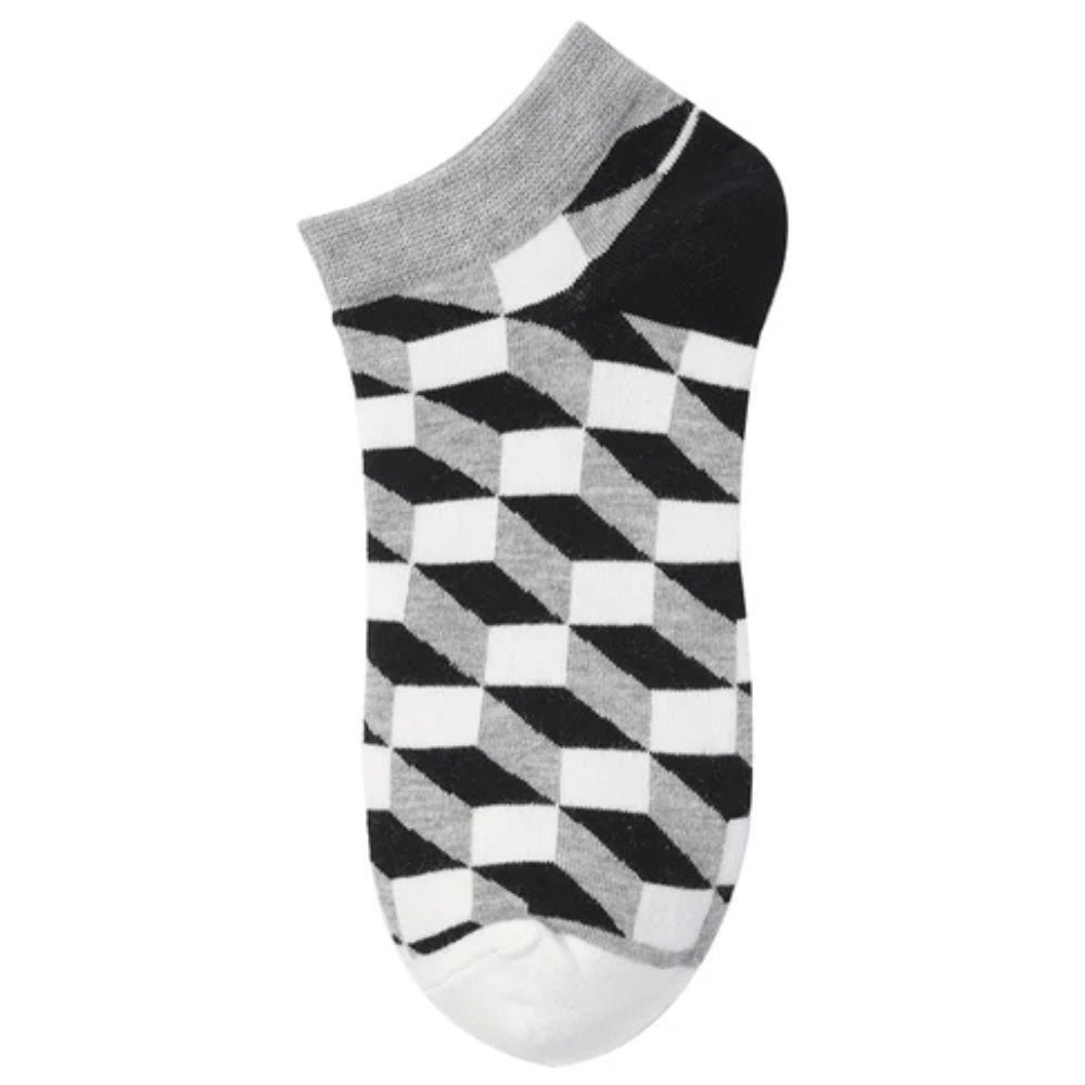 Three Dimensional Geometric Pattern Ankle Socks (Adult Medium - Women's Shoe Sizes 5 - 10)