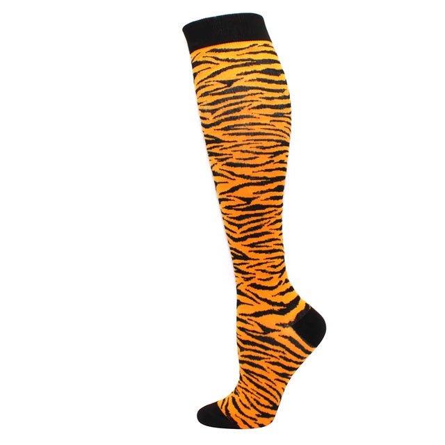 Tiger Stripe Knee High Socks (Compression Socks), OrTigerCompMd