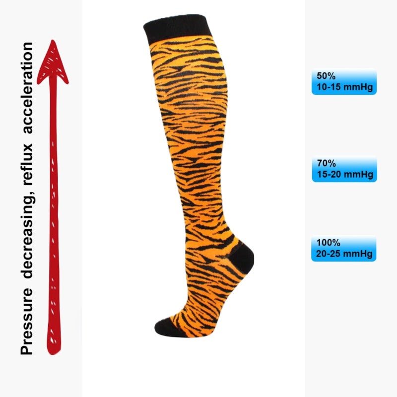 Tiger Stripe Knee High Socks (Compression Socks), OrTigerCompMd