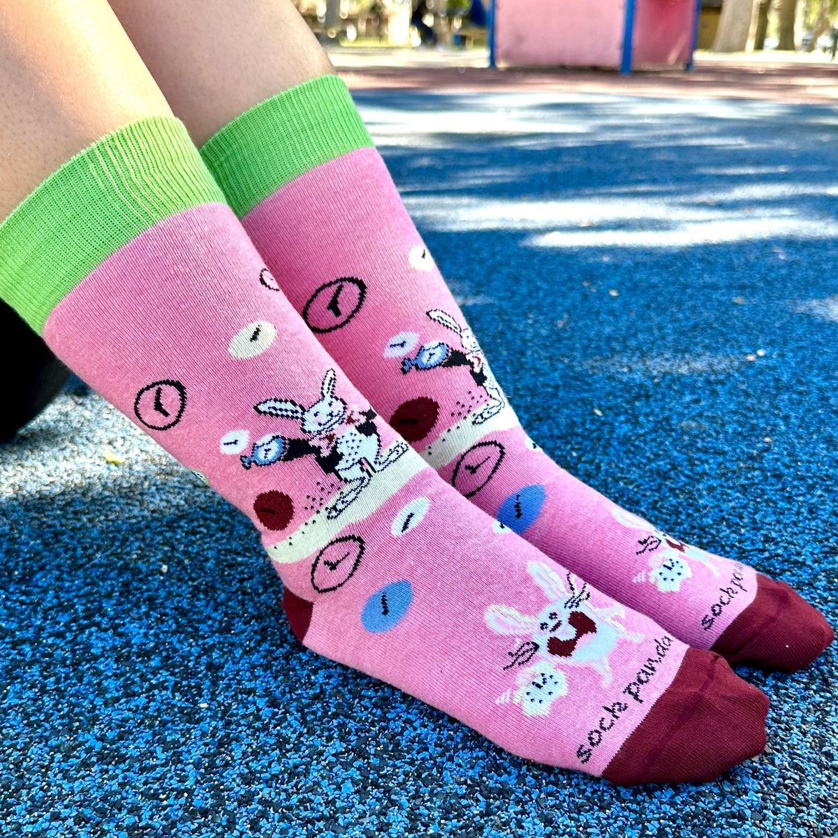 Time Bunny Rabbit Socks from the Sock Panda (Adult Medium - Women's Shoe Sizes 5-10), TimeBunnyMd