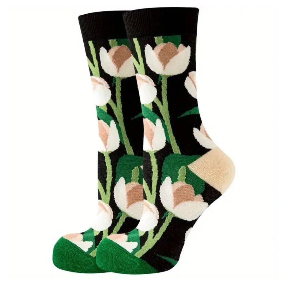 Tulip Flower Socks from the Sock Panda (Adult Medium - Women's Shoe Sizes 5-10), TulipWomanMd