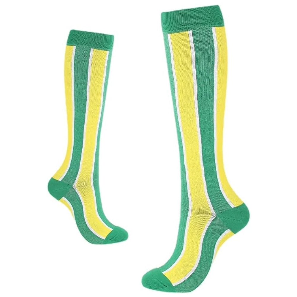 Vertical Striped Knee High (Compression Socks), VertCompSmGreen