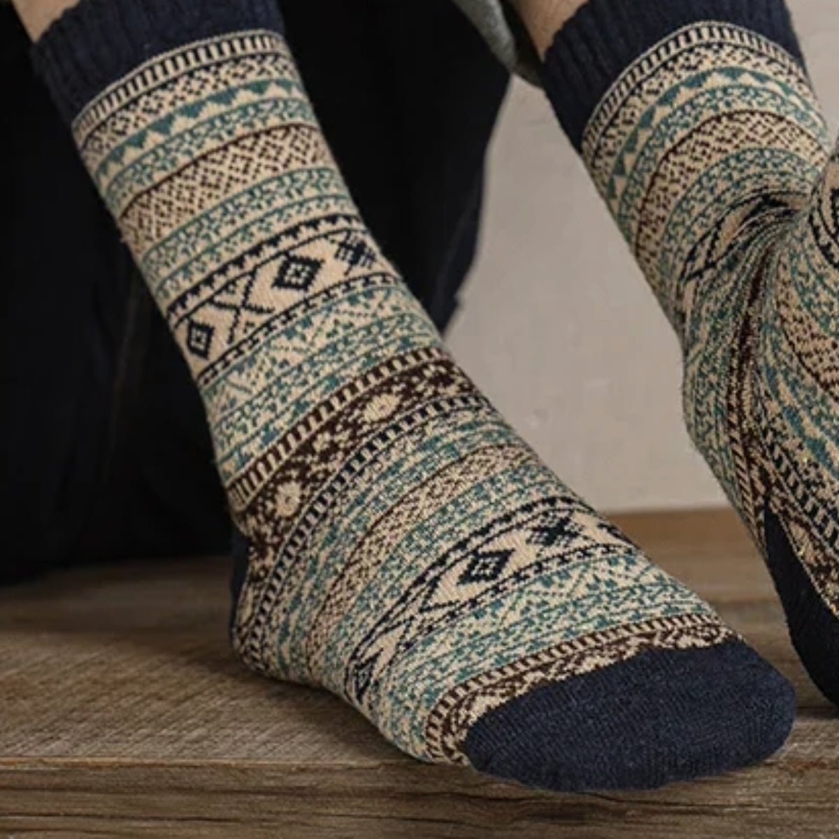 Warm Woolen Block Knitting Socks (Adult Medium - Women's Shoe Sizes 5-10),