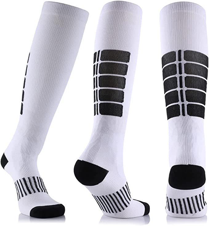 White Athletic Knee High (Compression Socks), WhiteAthCompMd