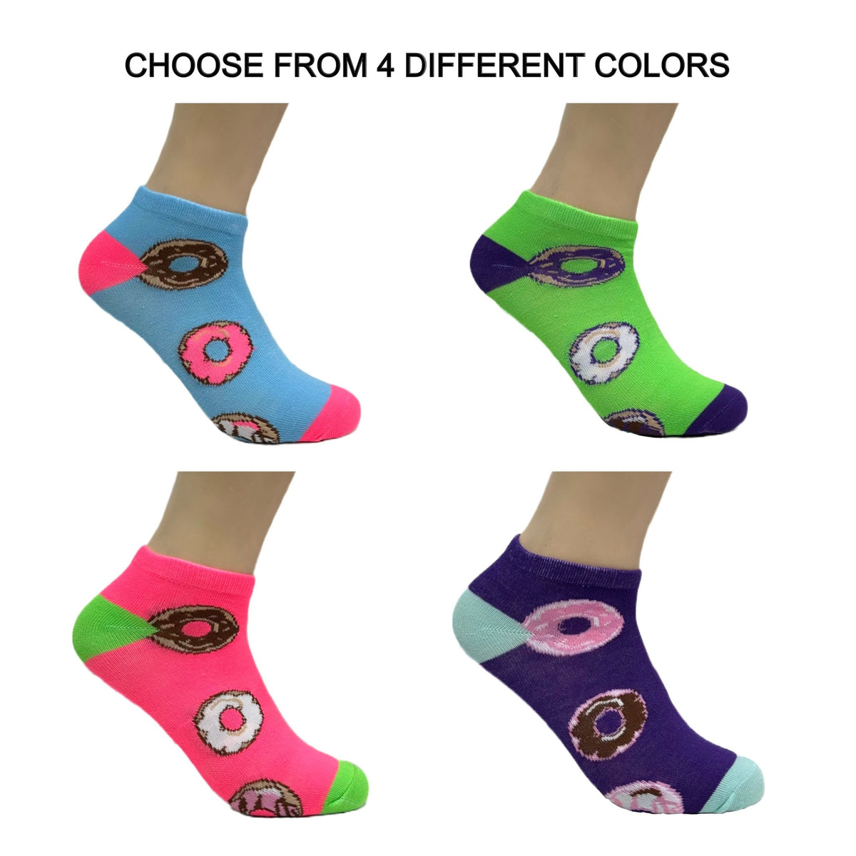 Yummy Donut Ankle Socks (Adult Medium - Women's Shoe Sizes 5-10), Donut Ankle Blue