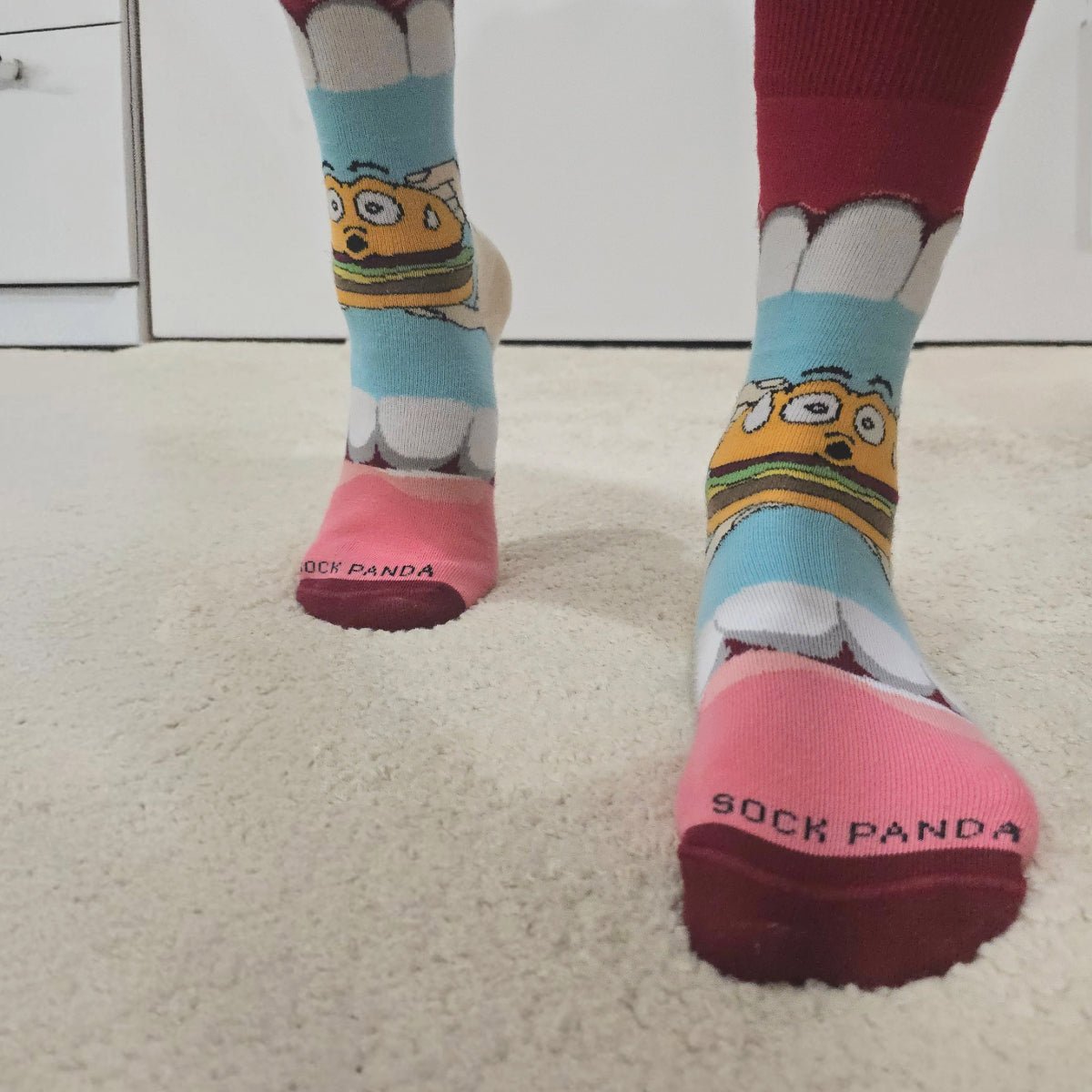 Yummy Hamburger Socks from the Sock Panda (Adult Small - Shoe Sizes 2-5), HamburgerTweenSm