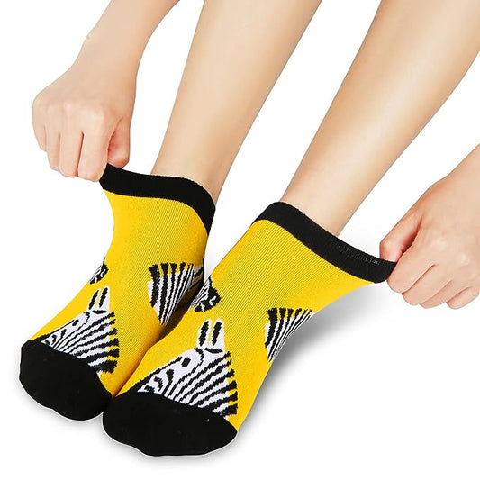 Zebra Face Ankle Socks (Adult Medium - Women's Shoe Sizes 5 - 10)
