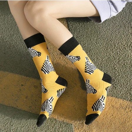 Zebra Face Socks (Adult Medium - Women's Shoe Sizes 5-10), ZebraFaceMd