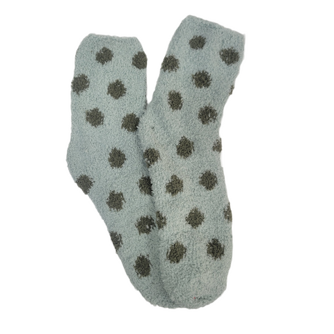 Polka Dot Fuzzy Socks from the Sock Panda (Green)