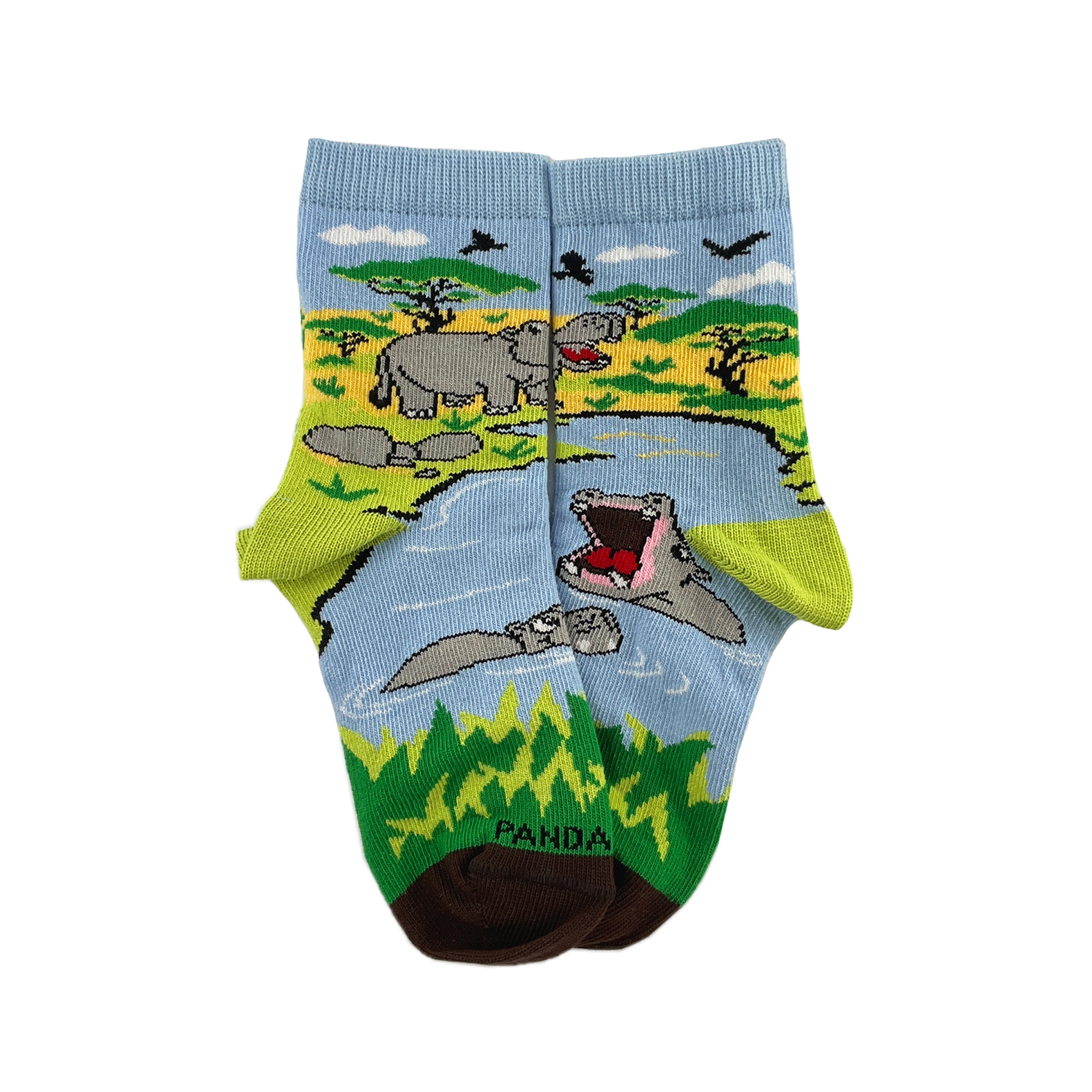 Hippos Playing in a Pond Socks from the Sock Panda (Ages 3-7)