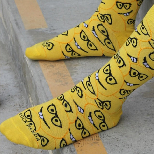 Happy Nerd Face Emoji Socks from the Sock Panda