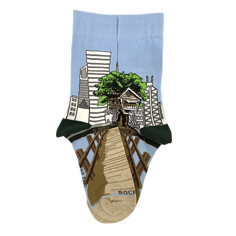 Treehouse in the City Socks from the Sock Panda (Adult Small)