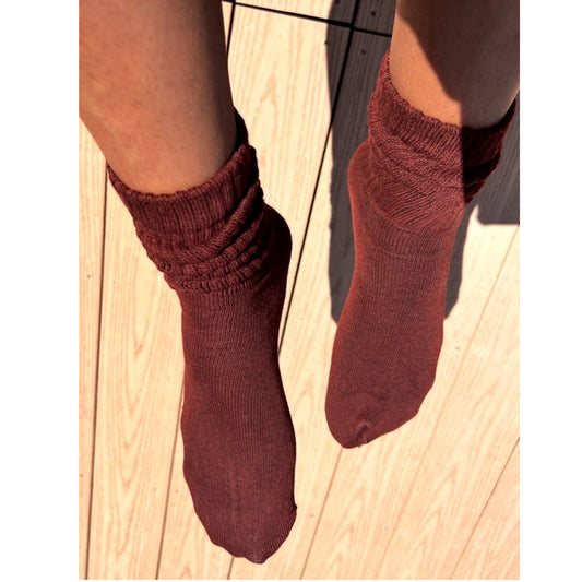 Brown Slouch Socks (Adult Medium - Women's Shoe Sizes 5-10) - Lightweight