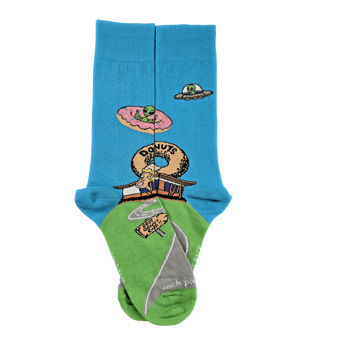 Alien Spaceships Love Donuts from the Sock Panda (Adult Medium - Women's Shoe Sizes 5-10), AlienDonut-Med