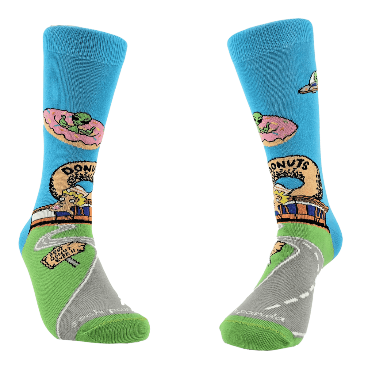Alien Spaceships Love Donuts from the Sock Panda (Adult Medium - Women's Shoe Sizes 5-10), AlienDonut-Med