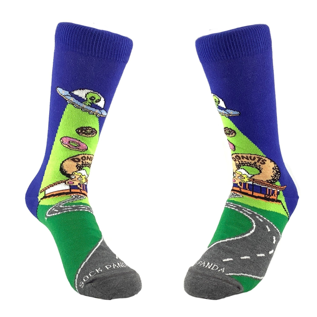 Alien Spaceships Love Donuts Socks from the Sock Panda (Adult Small - Shoe Sizes 2-5), AlienDonut-Sm