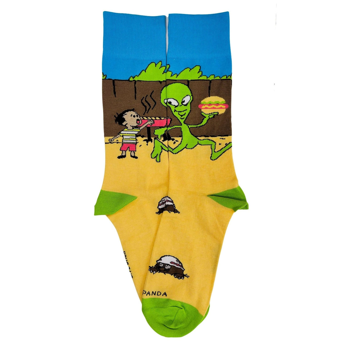 Alien Stealing a Hamburger at a BBQ Socks from the Sock Panda, Alien Hamburger