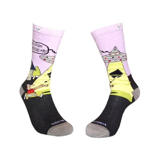 Alien UFO Abduction Socks (Adult Medium - Women's Shoe Sizes 5 - 10)