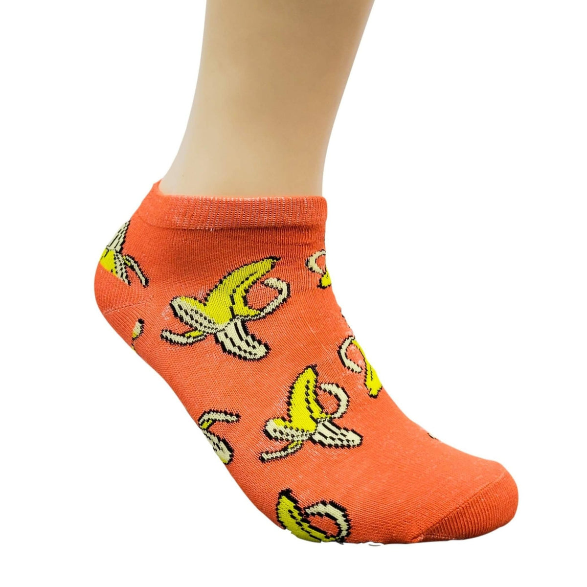 Banana Patterned Ankle Socks (Adult Medium - Women's Shoe Sizes 5-10), Banana Ankle Orange