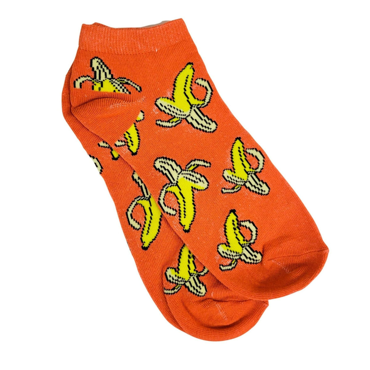 Banana Patterned Ankle Socks (Adult Medium - Women's Shoe Sizes 5-10), Banana Ankle Orange
